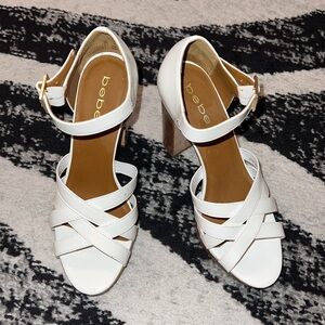 White Bebe Betty heels
